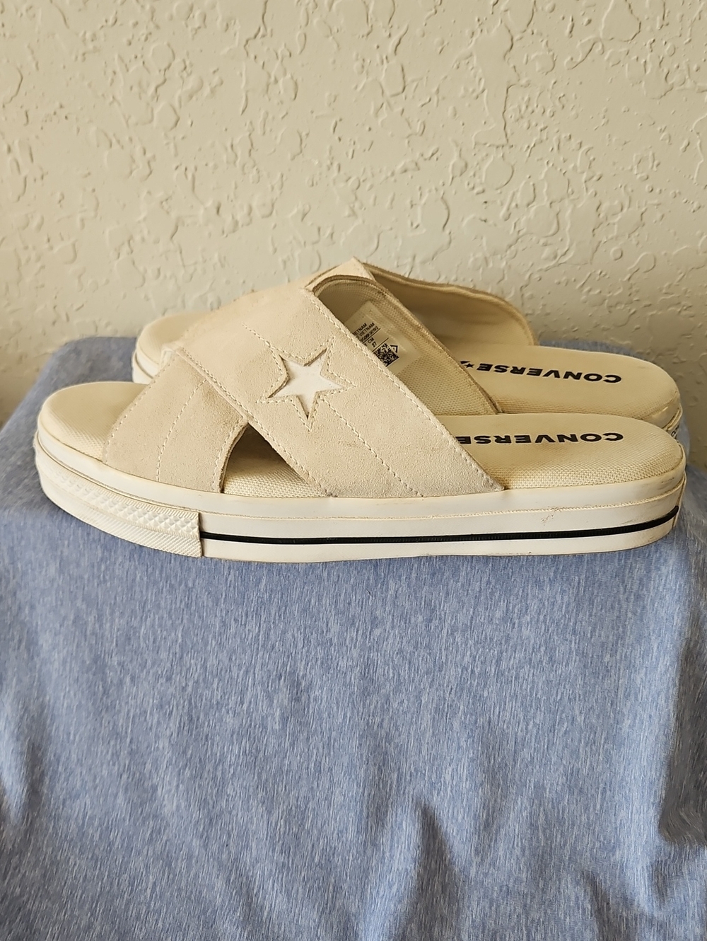 Converse Women’s One Star Egret Cream Cross-Strap Platform Mules, Size 10 - Picture 6 of 10